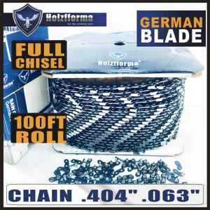 Holzfforma® 100FT Roll .404” .063 Full Chisel Saw Chain With 40 Sets Matched Connecting links and 25 Boxes