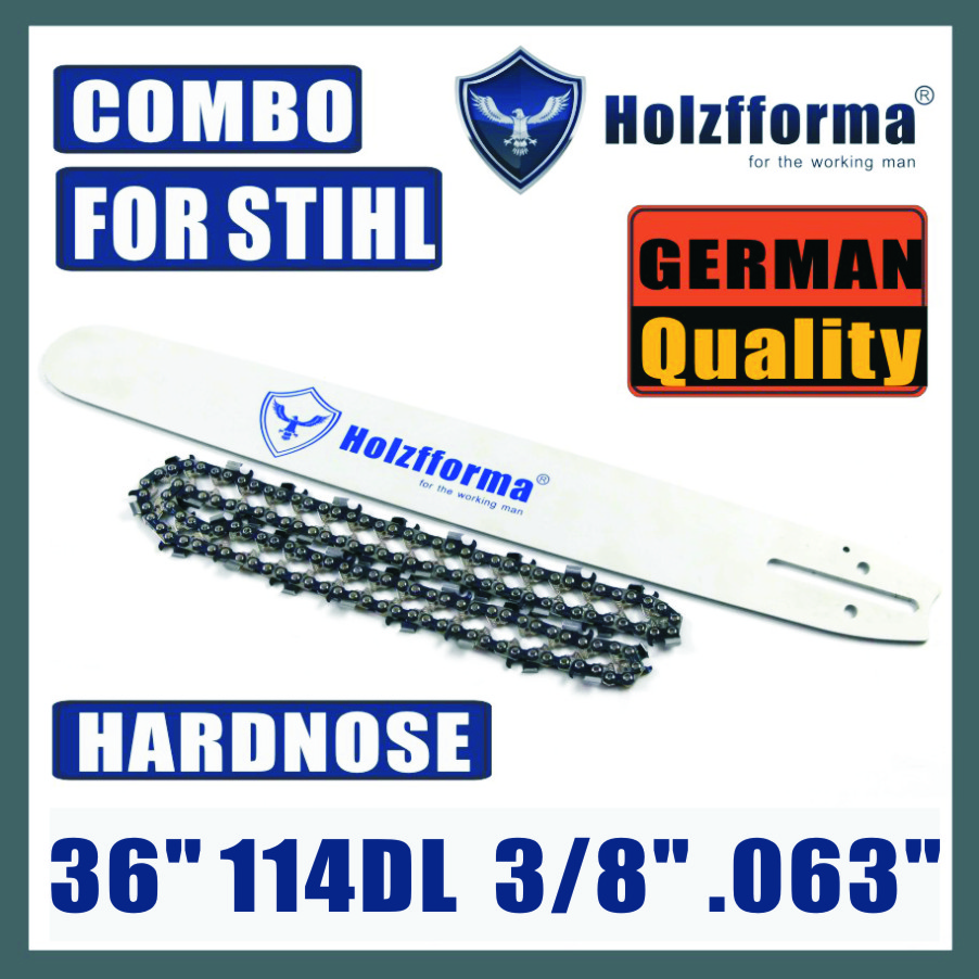 US STOCK - Holzfforma® 36inch 3/8 .063 114DL Hard Nose Bar & Full Chisel Saw Chain Combo For Stihl MS440 MS441 MS460 MS461 MS660 MS661 MS650 044 066 065 Chainsaw 2-4 Days Delivery Time Fast Shipping For US Customers Only