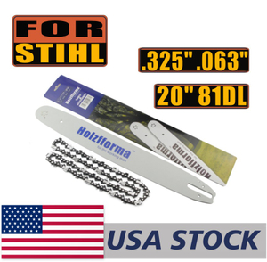 US STOCK - Holzfforma® 20Inch Guide Bar & Saw Chain Combo .325 .063 81DL For Stihl MS260 MS261 MS270 MS271 MS280 MS290 MS311 MS360 024 026 028 029 030 031 034 036 039 Chainsaw 2-4 Days Delivery Time Fast Shipping For US Customers Only