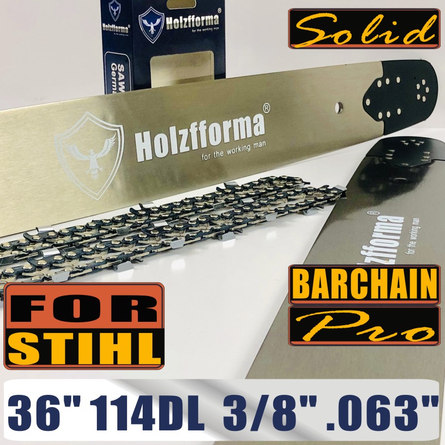 US STOCK - Holzfforma® Pro 36 Inch 3/8 .063 114DL Solid Bar & Full Chisel Chain Combo For Stihl MS440 MS441 MS460 MS461 MS660 MS661 MS650 066 065 064 Chainsaw 2-4 Days Delivery Time Fast Shipping For US Customers Only