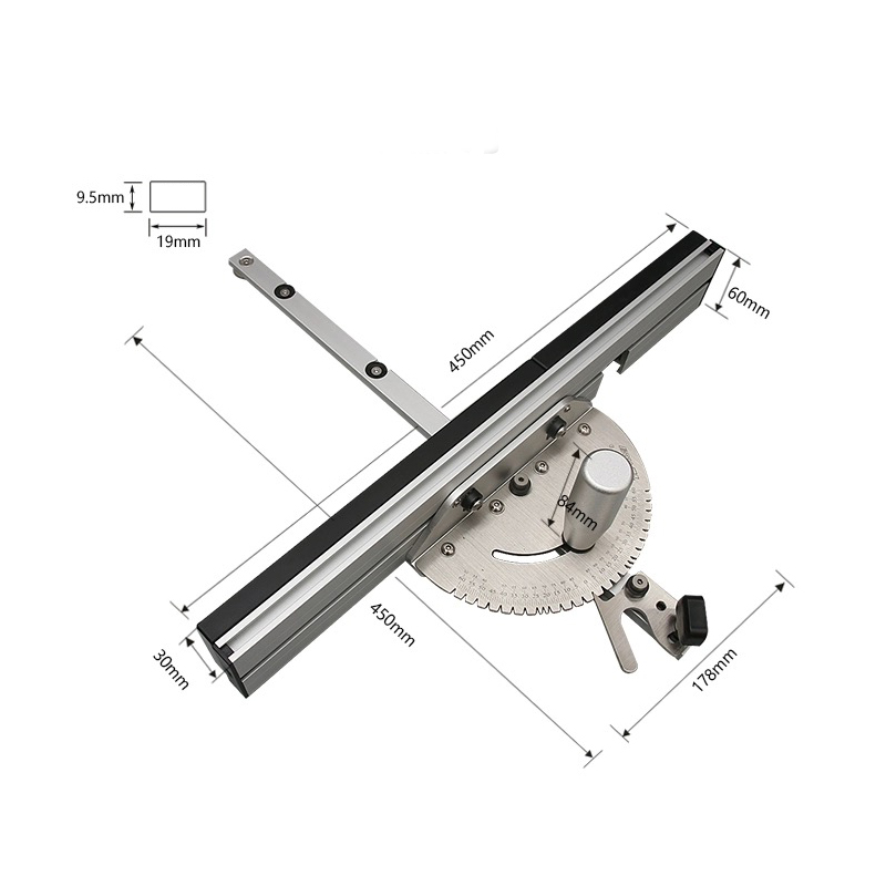 450mm Woodworking Precision Miter Gauge With Box Joint Jig & Fence Stop For Table Saw Router
