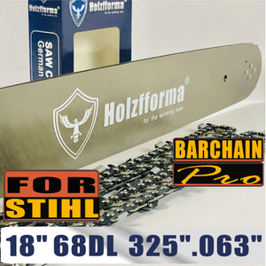 Holzfforma® 18Inch Guide Bar &Saw Chain Combo .325 .063 68DL For Stihl MS170 MS171 MS180 MS181 MS190 MS191T MS192T MS200 MS210 MS211 MS230 MS250 017 018 020 021 023 025