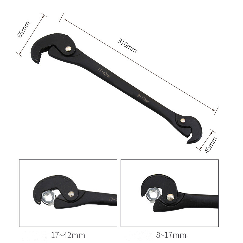 Universal Wrench 8-42mm Adjustable Spanner Double-head Quick Snap Grip Wrench