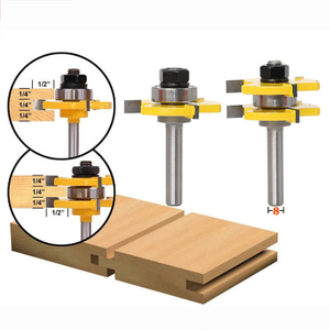 2pcs 8mm Shank Tongue & Groove Router Bit Set (1/4''*1/4''*1/4'') 3 Teeth T-shape Wood Milling Cutter