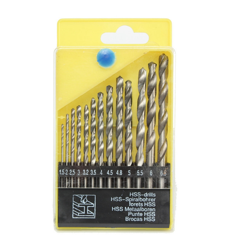 13pcs 1.5mm-6.5mm Twist Mini Drill Bit Set High Speed Steel HSS4241