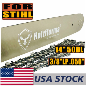 US STOCK - Holzfforma® 14 Guide Bar &Saw Chain Combo 3/8LP .050 50DL For Stihl MS170 MS180 MS181 MS190 MS191T MS192T MS200 MS200T MS210 MS211 MS230 MS250 017 018 020 021 023 025 Chainsaw 2-4 Days Delivery Time Fast Shipping For US Customers Only