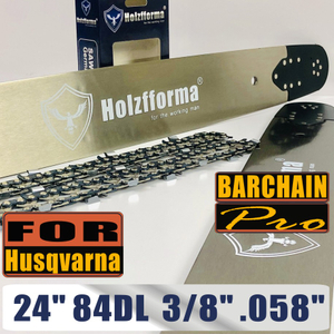 Holzfforma® 24 Inch Guide Bar &Saw Chain Combo 3/8 .058 84DL For Husqvarna 61 66 266 268 272 281 288 365 372 385 390 394 395 480 562 570 575