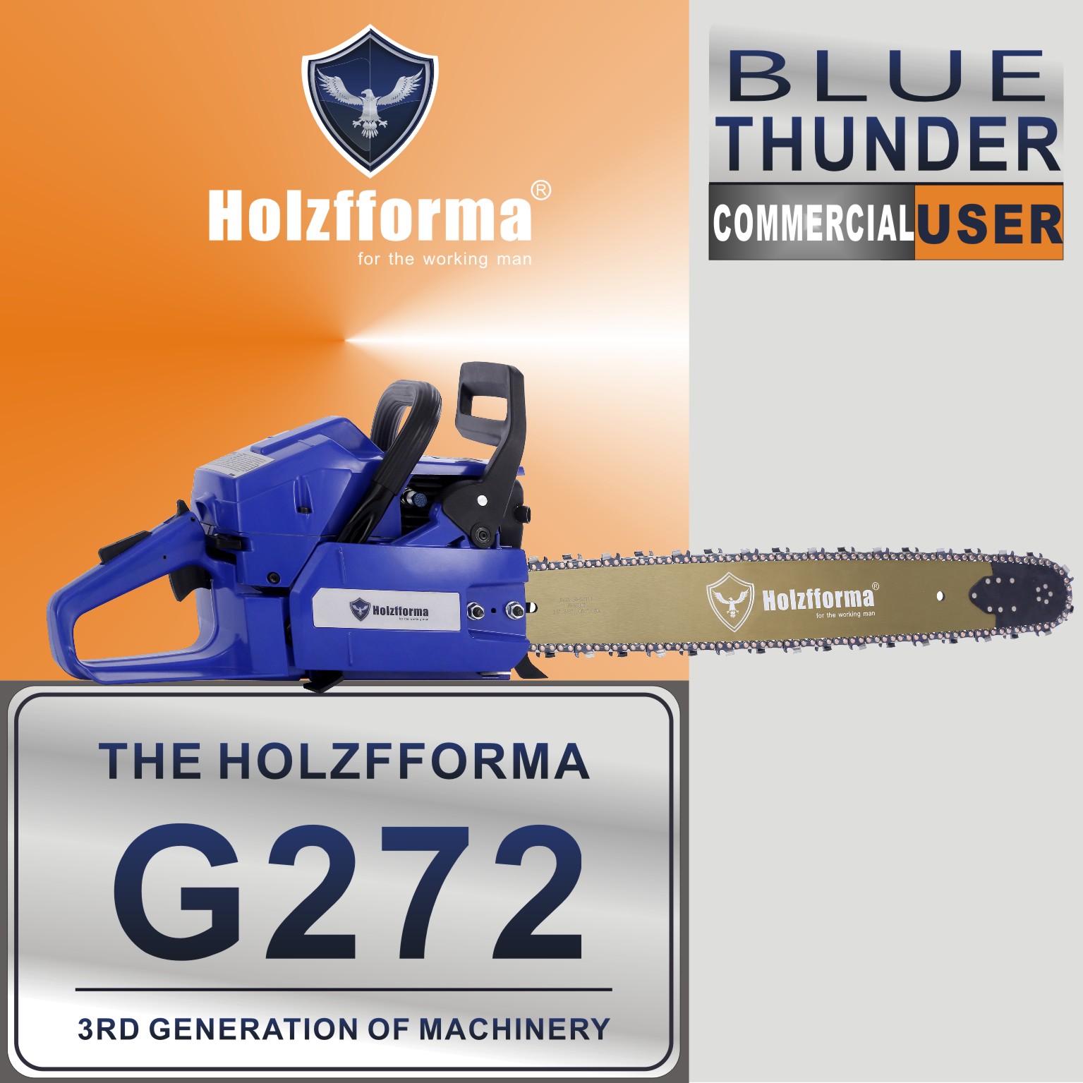 US STOCK - 72cc Holzfforma® G272 Gasoline Chain Saw Power Head With Genuine Walbro Carburetor and Ignition Coil Without Guide Bar and Chain By Farmertec All Parts Are For HUSQ 61 268 272 XP Chainsaw 2-4 Days Delivery Time Fast Shipping For US Customers Only