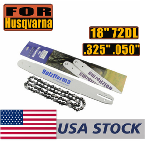 US STOCK - Holzfforma® 18Inch Guide Bar &Saw Chain Combo .325 .050 72DL For Husqvarna 36 41 50 51 55 336 340 345 350 351 353 346xp 435 440 445 450 455 460 Poulan 2-4 Days Delivery Time Fast Shipping For US Customers Only