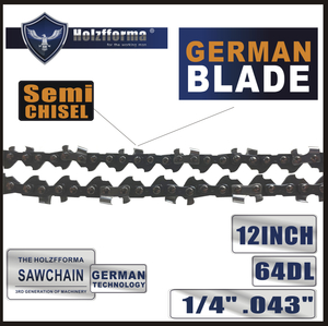 Holzfforma® 1/4'' .043'' 12inch 64DL Semi Chisel Chainsaw Saw Chain Replaces Stihl# 3670 005 0064 (71PM3 64)