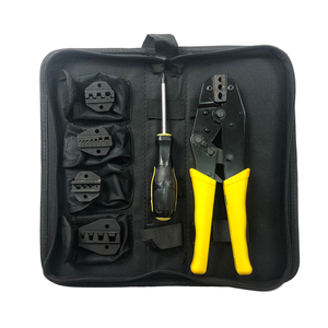 Insulated Terminals Ferrules Crimping Plier Ratcheting Crimper Tool with 5 Interchangeable Tips